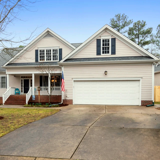 Beige House With Flag Sq